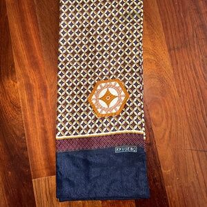 KKUSEBO Vintage Men's Graphic Print Scarf Cravat Double Layer Neckerchief 8x45